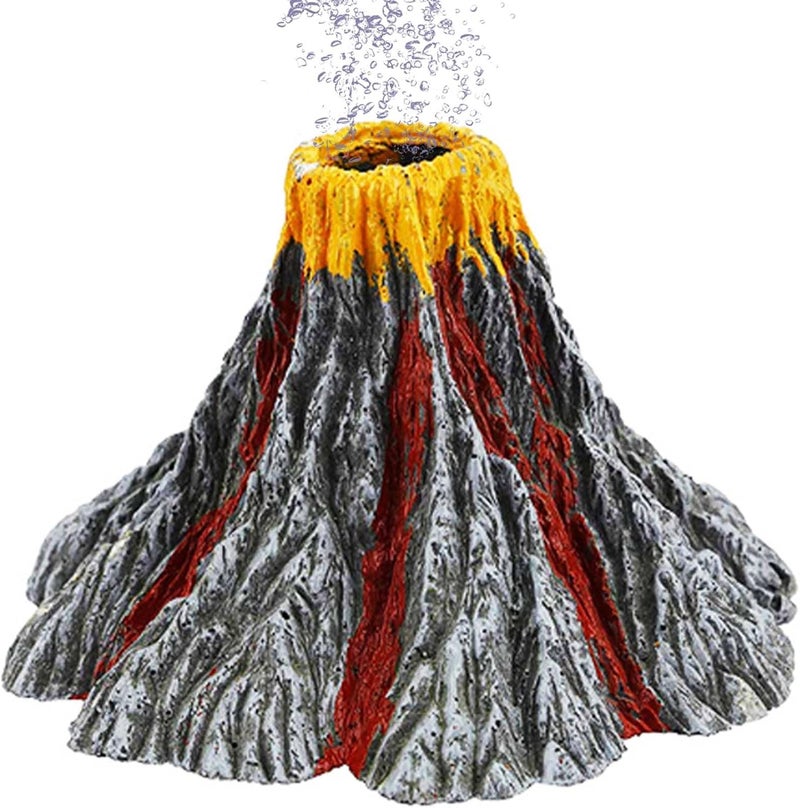 Moonorange Aquarium Air Bubbler Decoration, Realistic Volcano Ornament for Aquarium Fish Tank (Volcano-L) - Image 1
